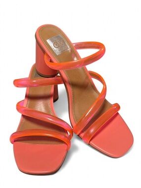 DV by Dolce Vita Neon Coral Pink Strappy Slide Heels